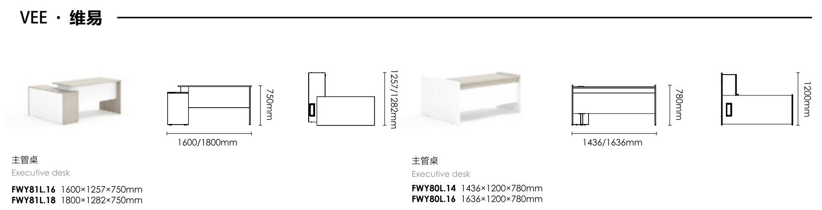 维易系列FWY11主管办公桌尺寸图
